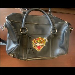 ❤️ Ed Hardy Retro Tiger Logo Tattoo Black Overnight Bag  airplane carry on